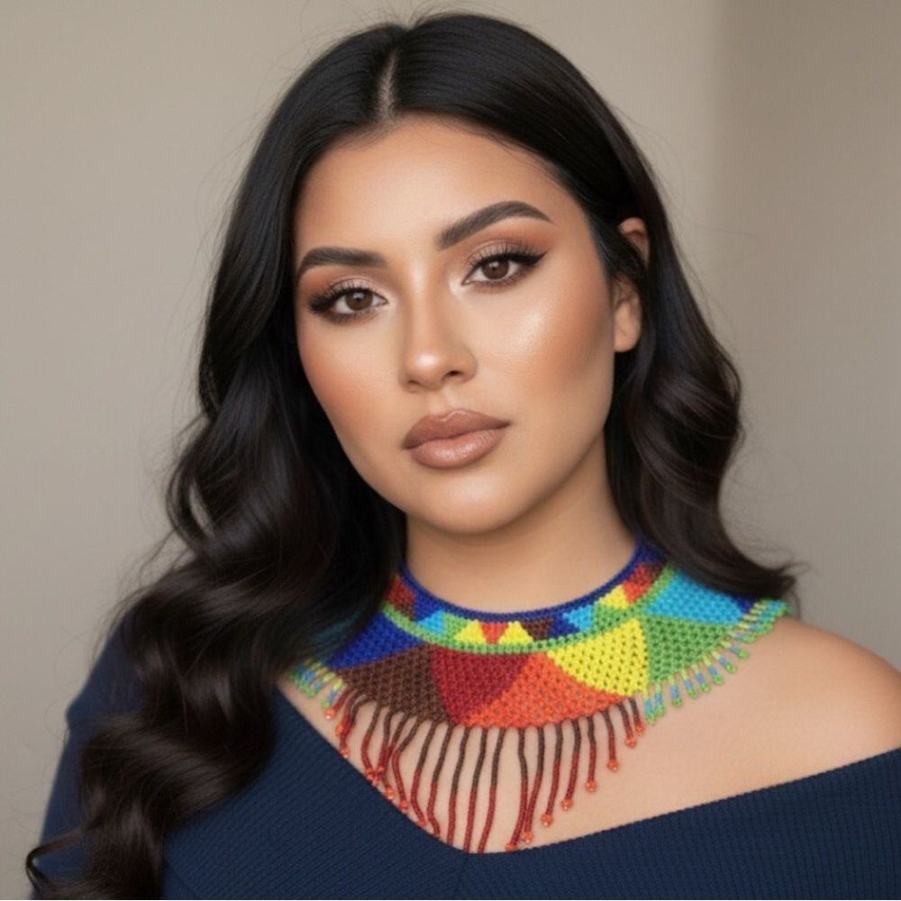 New Beautiful Handmade Colorful Beaded Mexican Collar Necklace